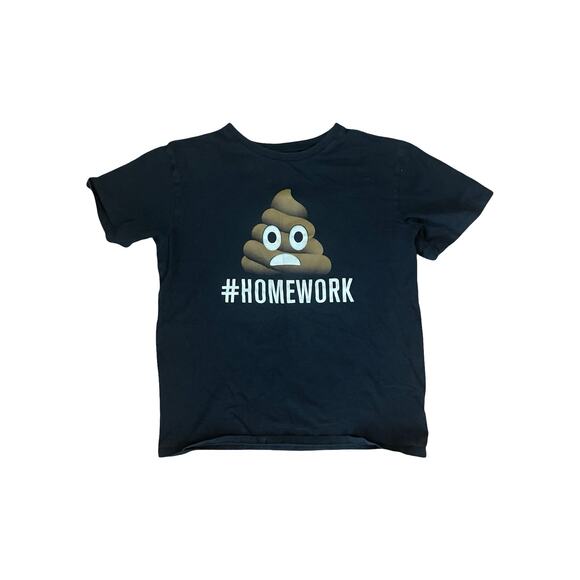Children’s Place Boys Graphic T-Shirt Size L (10/12) – Funny Emoji #Homework Tee - Picture 1 of 3